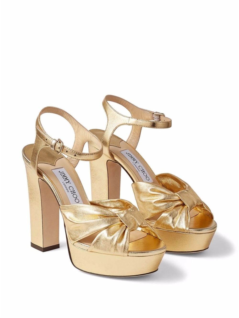 Jimmy Choo Gold Metallic Knotted Platform Sandals